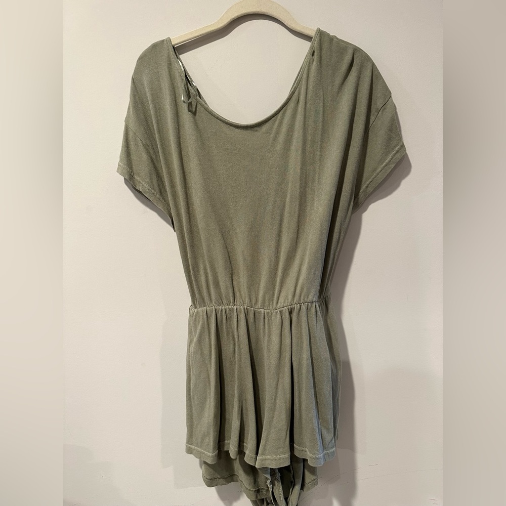 Free People Green Short Sleeved Romper